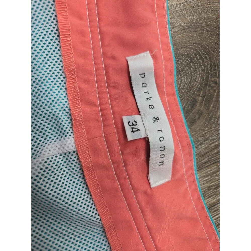 Parke & Ronen Swim Trunks Mens Size 34 Lined Turquoise Boardshorts 4